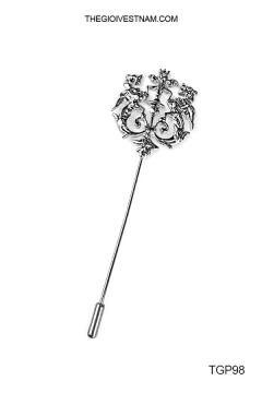 TGP98 - Ghim cài sư tử đôi bạc