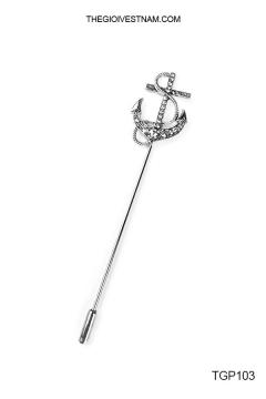 TGP103 - Ghim cài họa tiết mỏ neo bạc