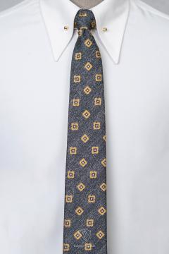 Cà Vạt họa tiết xám hoa vàng TGC356