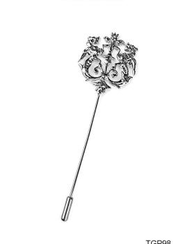 TGP98 - Ghim cài sư tử đôi bạc