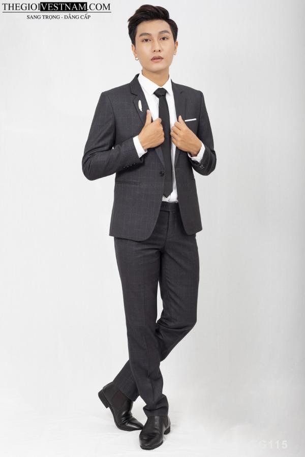 Bộ Suit Caro Chìm Xám Một Nút TGS115 - hình 3