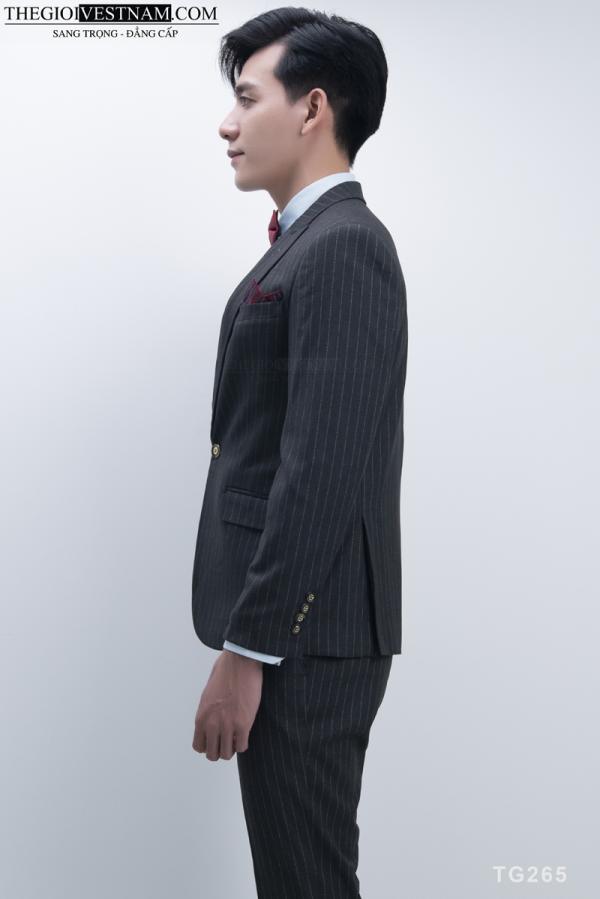 Bộ Suit Đen Sọc Trắng Mỏng Modern Fit TGS265 - hình 3