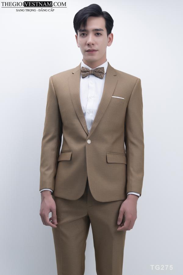 Bộ Suit Nâu Nhạt Caro Modern Fit TGS275 - hình 1