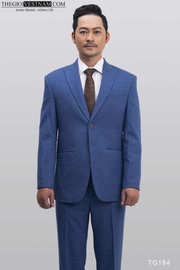 Bộ Suit Xanh Gân Nhạt Vegoc Classic Fit TGS184 - hình 1