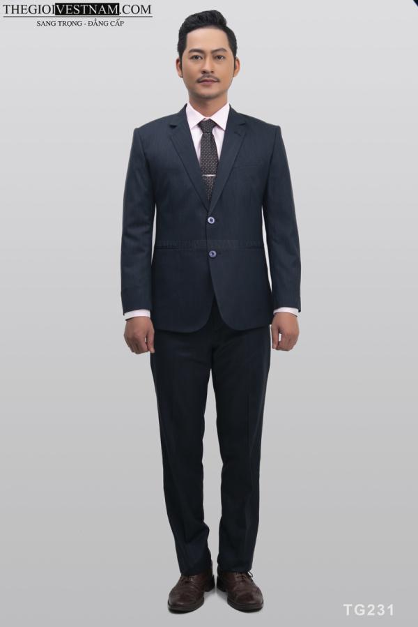 Bộ Suit Xanh Đen Sọc Classic Fit TGS231 - hình 2