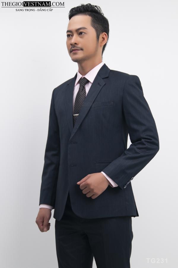 Bộ Suit Xanh Đen Sọc Classic Fit TGS231 - hình 3