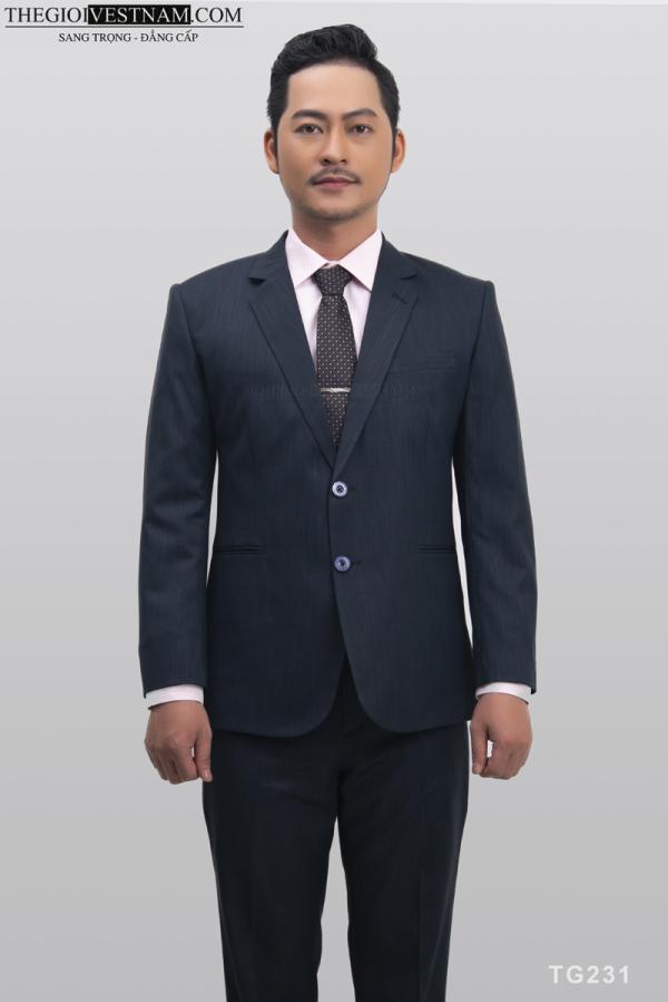 Bộ Suit Xanh Đen Sọc Classic Fit TGS231 - hình 1