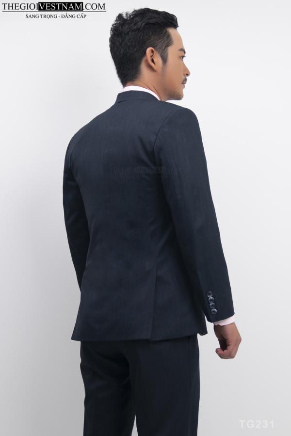 Bộ Suit Xanh Đen Sọc Classic Fit TGS231 - hình 4