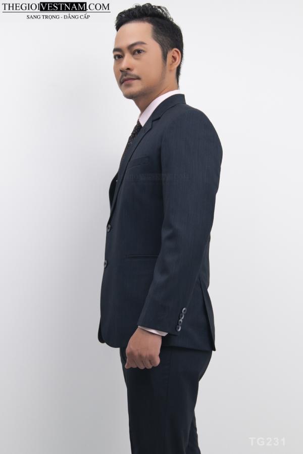 Bộ Suit Xanh Đen Sọc Classic Fit TGS231 - hình 5