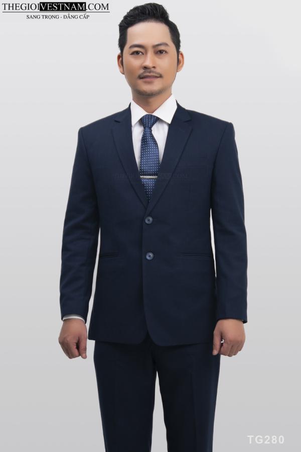 Bộ Suit Xanh Gân Sọc Classic Fit TGS280 - hình 1