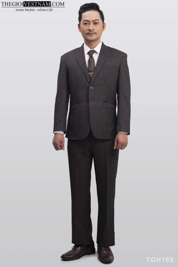Bộ Suit Nâu Bố Vegoc Classic Fit TGH189 - hình 4