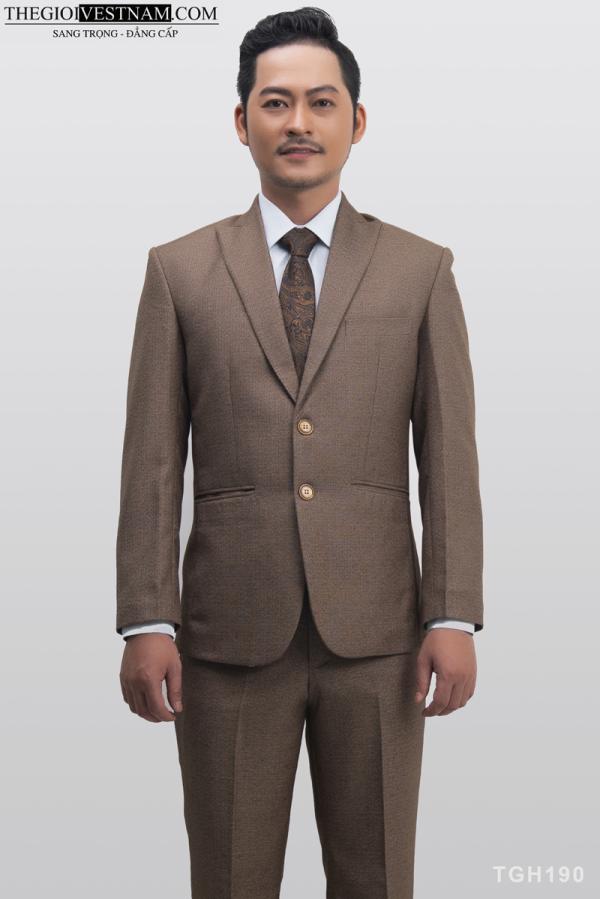 Bộ Suit Nâu Cafe Bố Vegoc Classic Fit TGH190 - hình 1