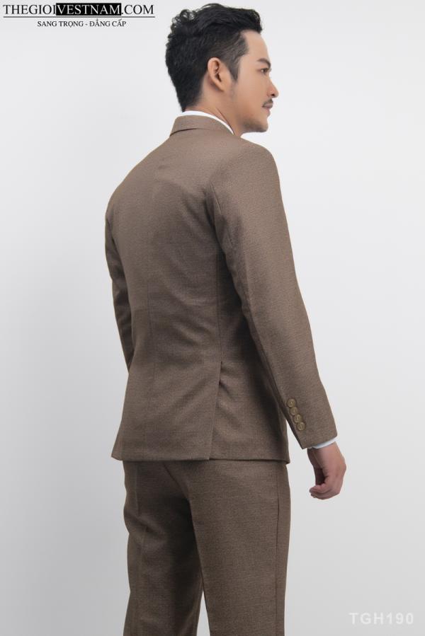 Bộ Suit Nâu Cafe Bố Vegoc Classic Fit TGH190 - hình 2