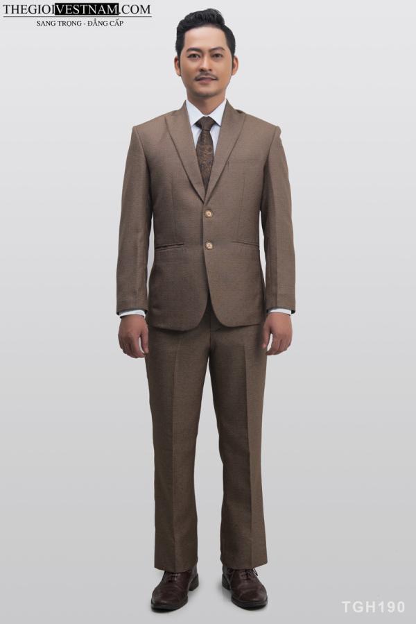 Bộ Suit Nâu Cafe Bố Vegoc Classic Fit TGH190 - hình 4
