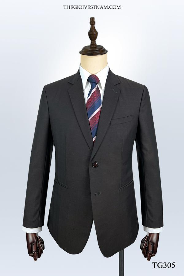 Bộ Suit Nâu Sọc Đỏ Classic Fit TGS305 - hình 1