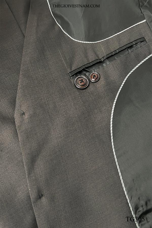 Bộ Suit Nâu Sọc Đỏ Classic Fit TGS305 - hình 4