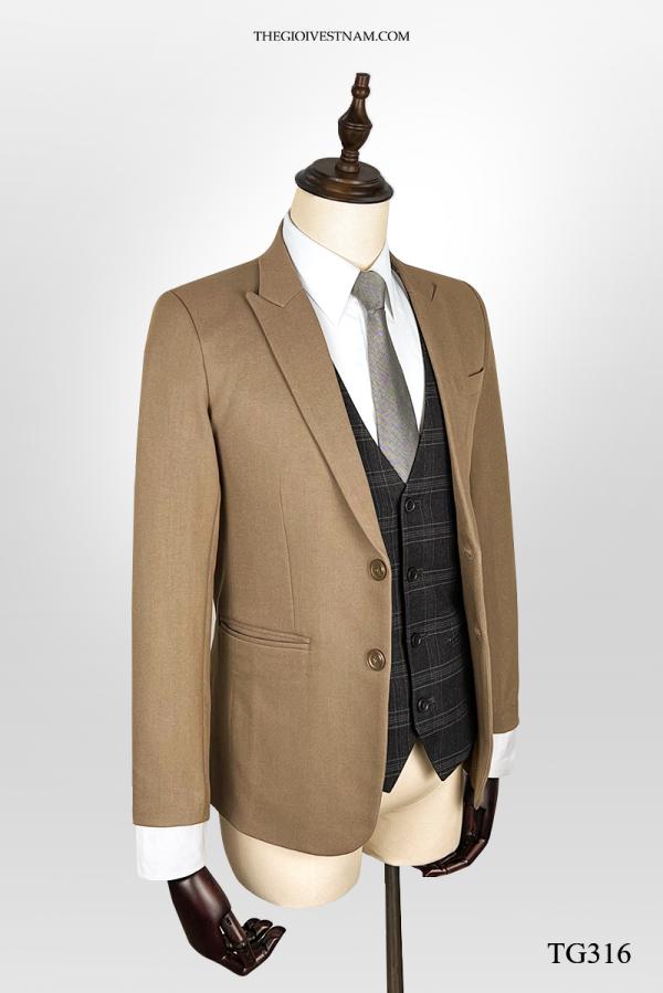 Bộ Suit Nâu Sáng Trơn Modern Fit TGS316 - hình 3