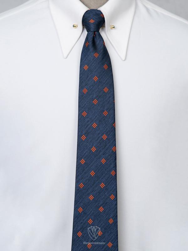 Cà Vạt xanh họa tiết hoa cam TGC354 - hình 1