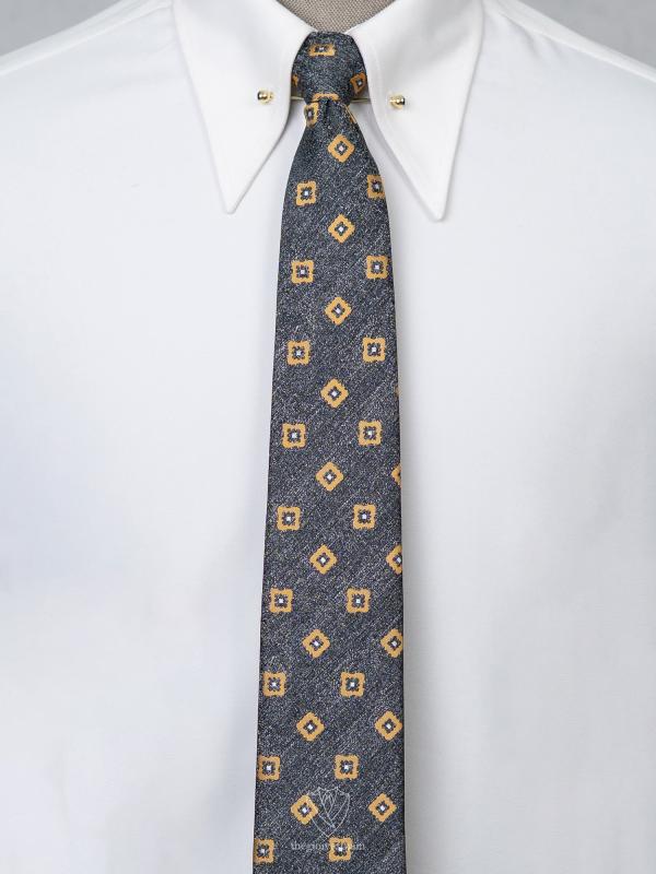 Cà Vạt họa tiết xám hoa vàng TGC356 - hình 1