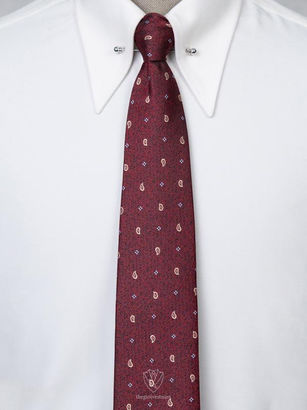 Cà Vạt đỏ đô họa tiết lá nhỏ TGC360 - hình 1