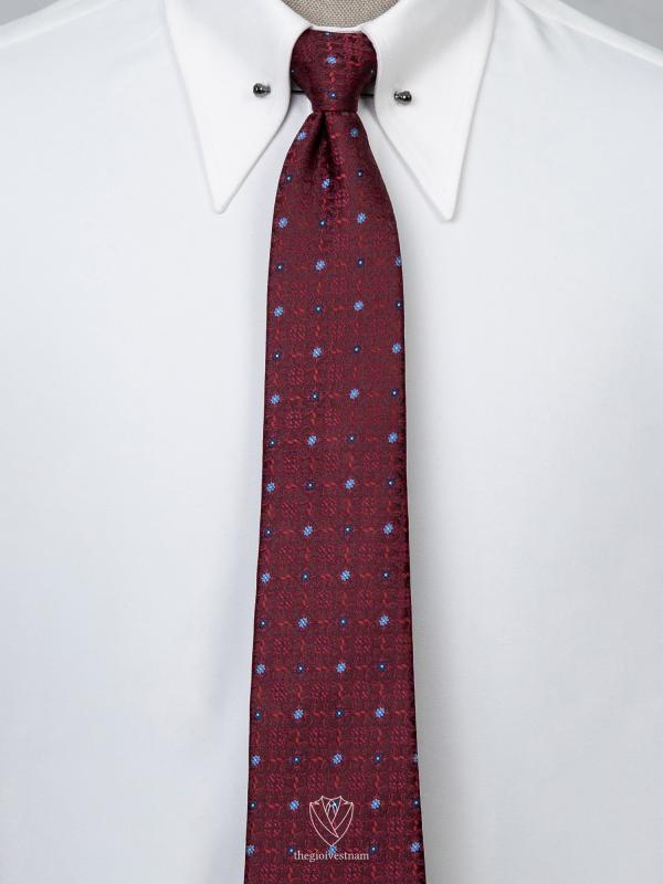 Cà Vạt đỏ đô phối hoa nhỏ TGC371 - hình 1