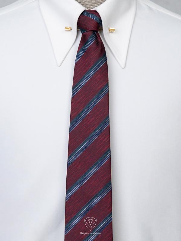 Cà Vạt đỏ đô phối viền xanh TGC373 - hình 1