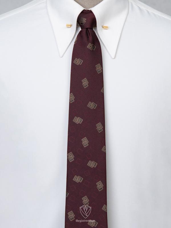 Cà Vạt đỏ đô đậm phối hoạ tiết TGC375 - hình 1