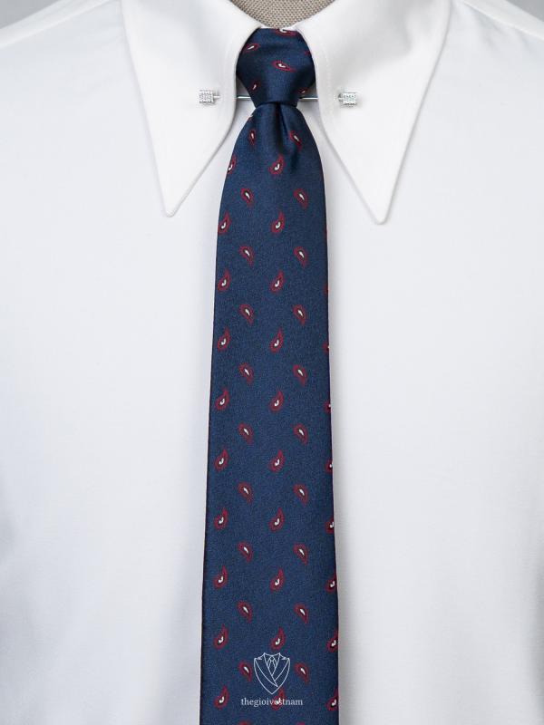 Cà Vạt Xanh Navy Họa Tiết Đỏ TGC379 - hình 1