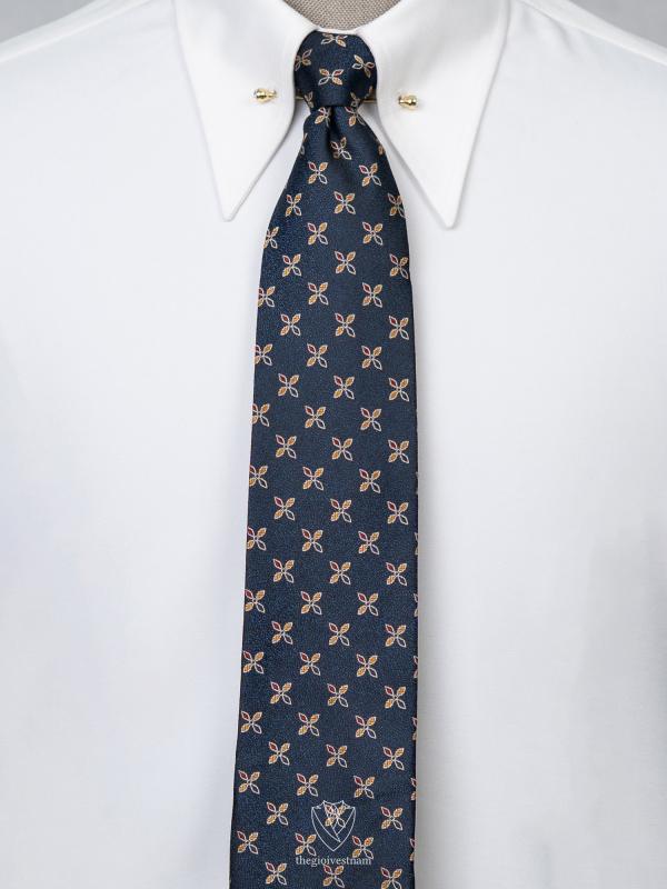 Cà Vạt Xanh Denim Phối Hoa TGC382 - hình 1