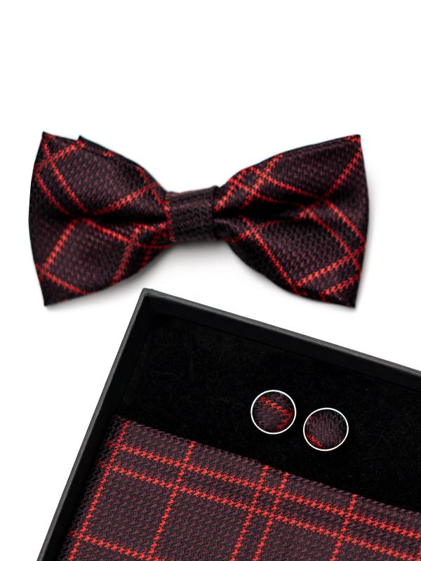 Set Phụ Kiện Đỏ Đô Kẻ Sọc TGCB16 - hình 1