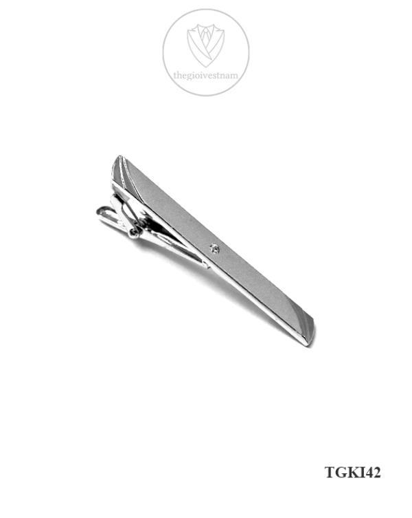 Kẹp caravat trắng kim TGKI42 - hình 1