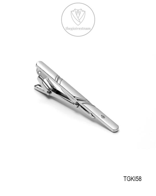 Kẹp caravat trắng kim TGKI58 - hình 1