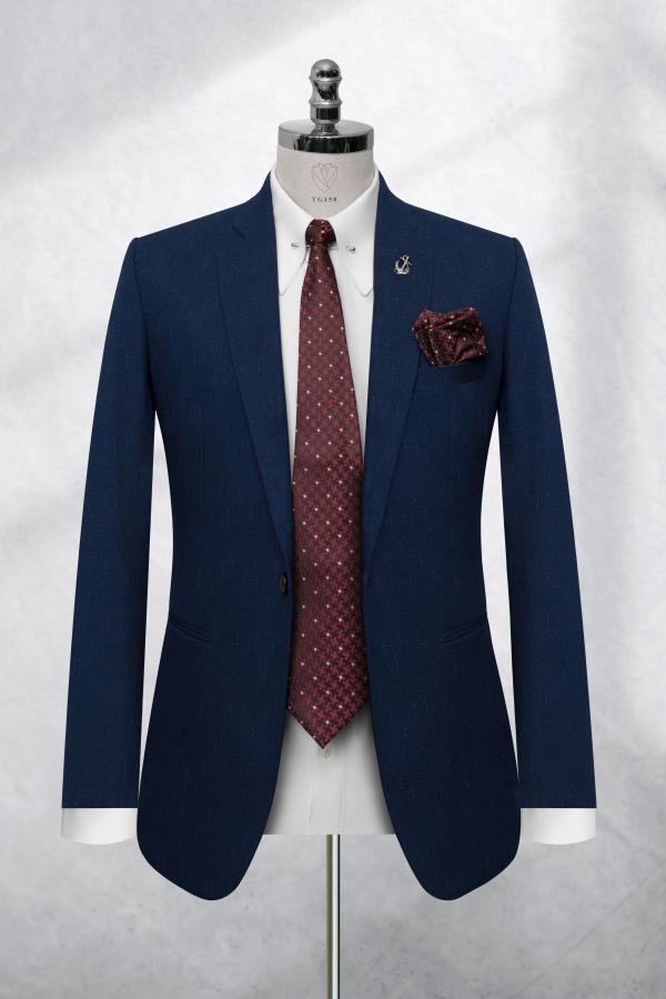 Bộ Suit Xanh Navy Sọc Xước Modern Fit TGS350 - hình 1