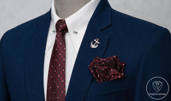 Bộ Suit Xanh Navy Sọc Xước Modern Fit TGS350 - hình 2