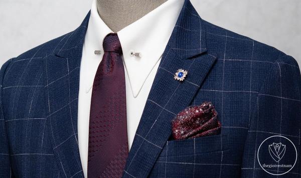 Bộ Suit Xanh Denim Kẻ Ô Modern Fit TGS358 - hình 2