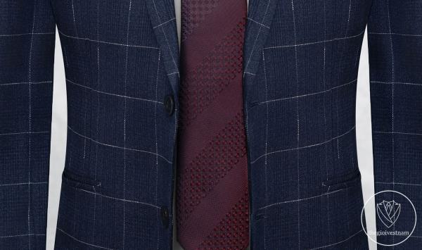 Bộ Suit Xanh Denim Kẻ Ô Modern Fit TGS358 - hình 3