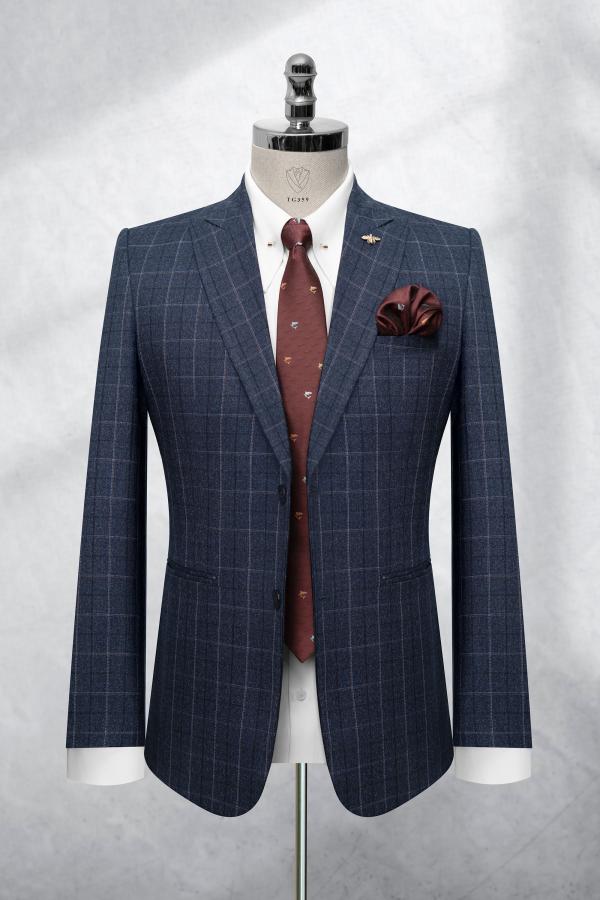 Bộ Suit Caro Xanh Sọc Vàng Modern Fit TGS359 - hình 1