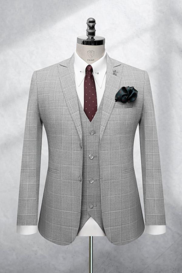Bộ Suit Ghi Xám Kẻ Caro Modern Fit TGS365 - hình 1