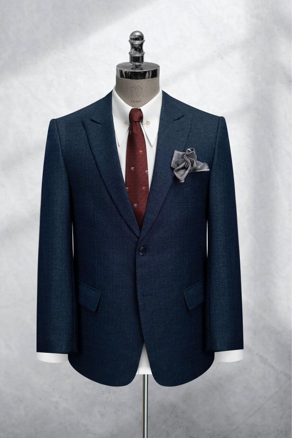 Bộ Suit Xanh Đậm Sọc Xước Classic Fit TGS367 - hình 1
