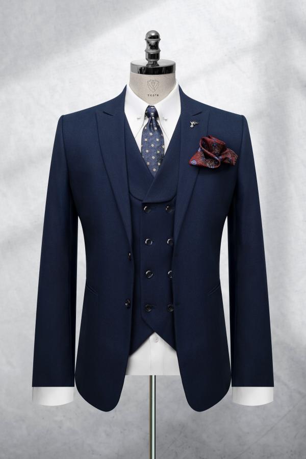 Bộ Suit Xanh Đen Kẻ Ô Mờ Modern Fit TGS370 - hình 1