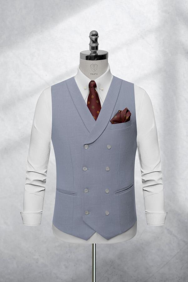 Bộ Suit Xám Xanh Kẻ Sọc Xước Modern Fit TGS371 - hình 2