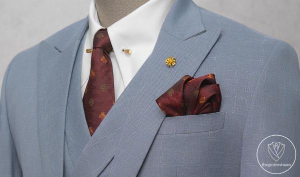 Bộ Suit Xám Xanh Kẻ Sọc Xước Modern Fit TGS371 - hình 3