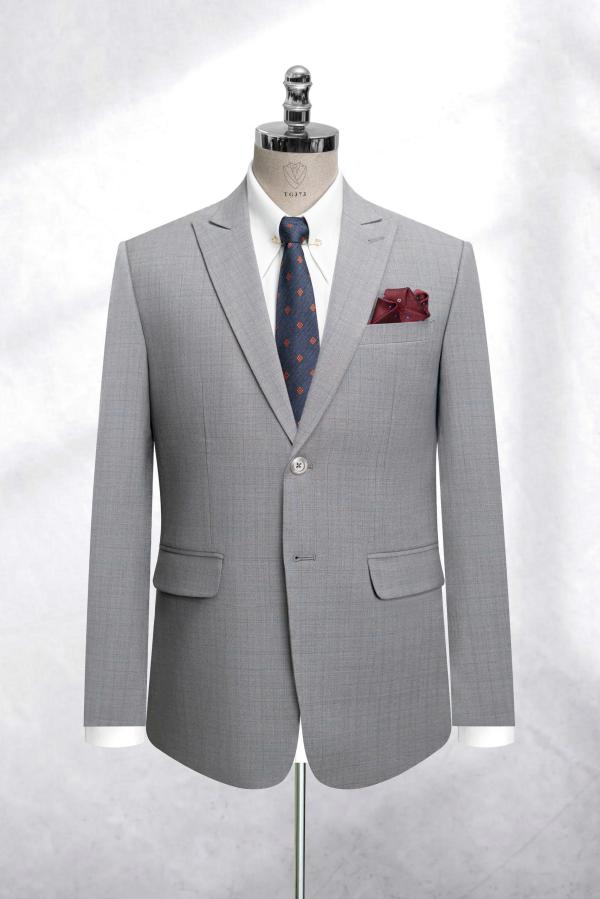 Bộ Suit Xám Ghi Đậm Sọc Xước Classic Fit TGS373 - hình 1