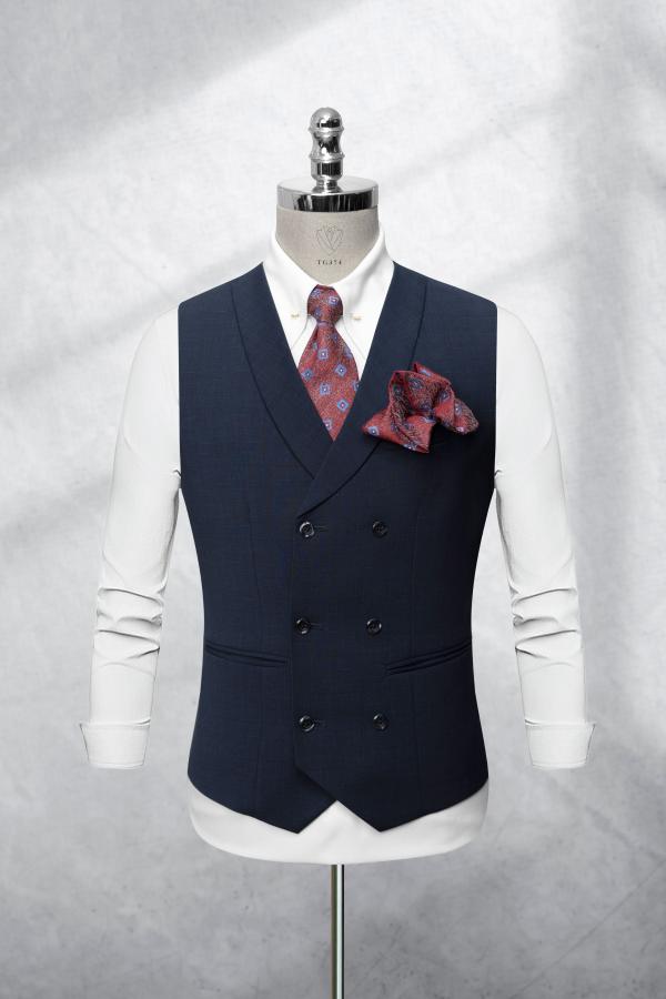 Bộ Suit Xanh Đen Họa Tiết Kẻ Xước Modern Fit TGS374 - hình 2