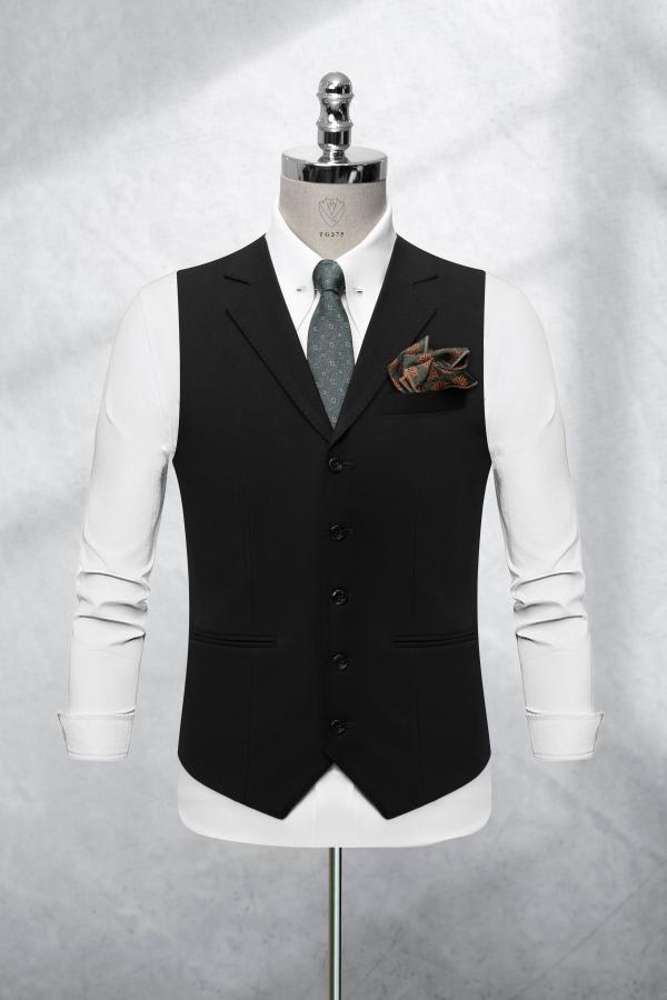 Bộ Suit Đen Trơn Phối Đột Chỉ Viền Modern Fit TGS375 - hình 2