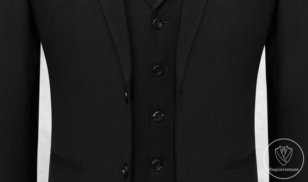 Bộ Suit Đen Trơn Phối Đột Chỉ Viền Modern Fit TGS375 - hình 4