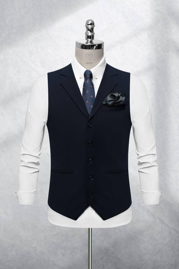 Bộ Suit Xanh Đen Phối Đột Chỉ Viền Modern Fit TGS377 - hình 2