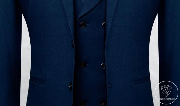 Bộ Suit Xanh Navy Phối Đột Chỉ Viền Modern Fit TGS378 - hình 4