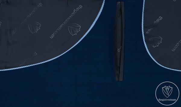 Bộ Suit Xanh Navy Phối Đột Chỉ Viền Modern Fit TGS378 - hình 5