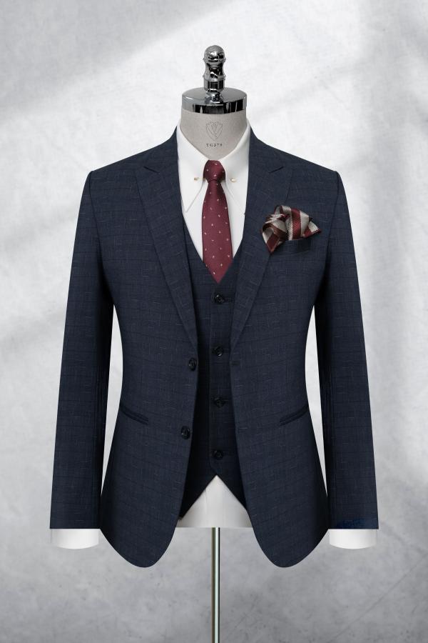 Bộ Suit Xám Đậm Hoạ Tiết Kẻ Xước Modern Fit TGS379 - hình 1